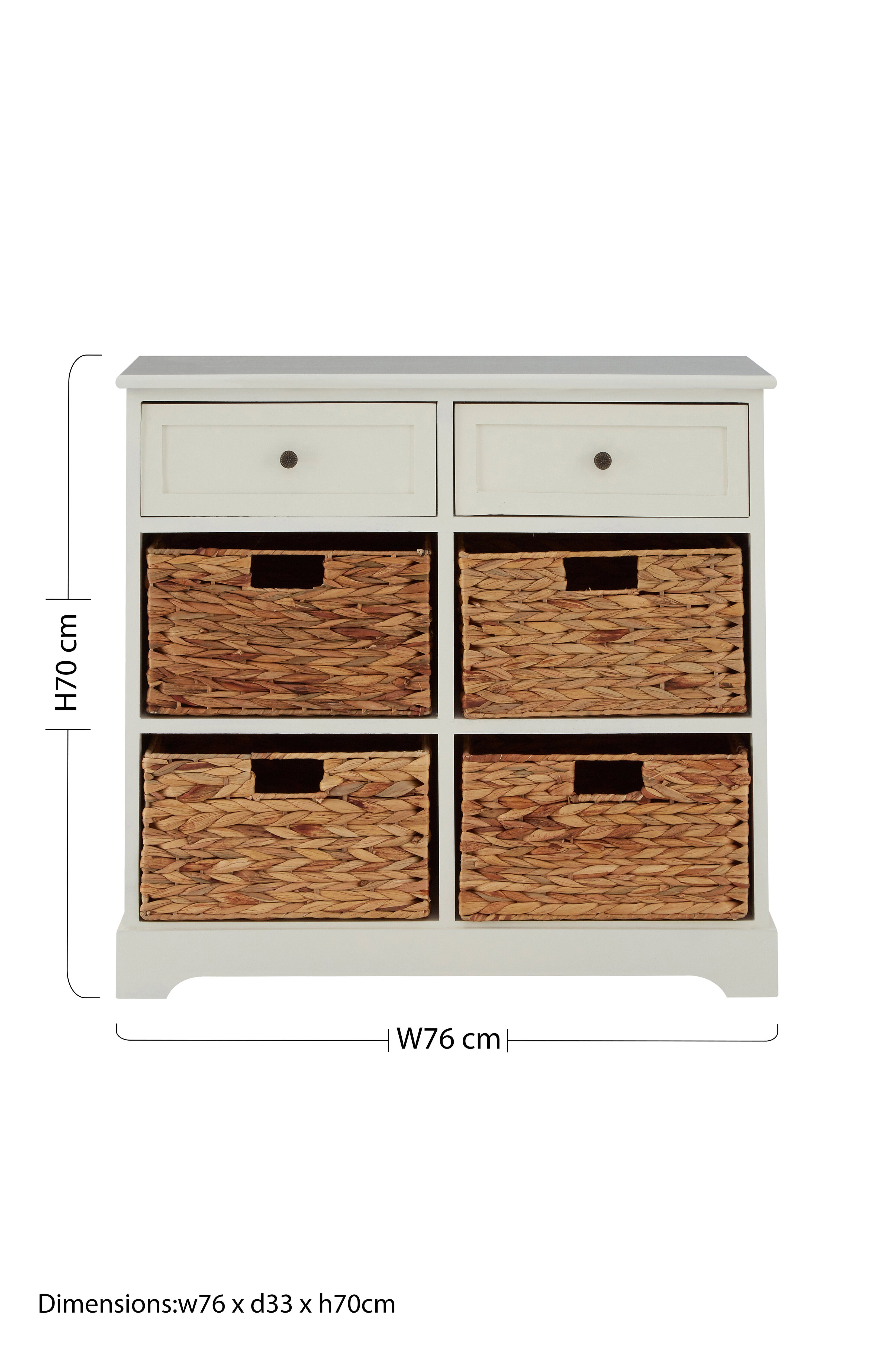 Benka Ivory White Wood Cabinet with Baskets